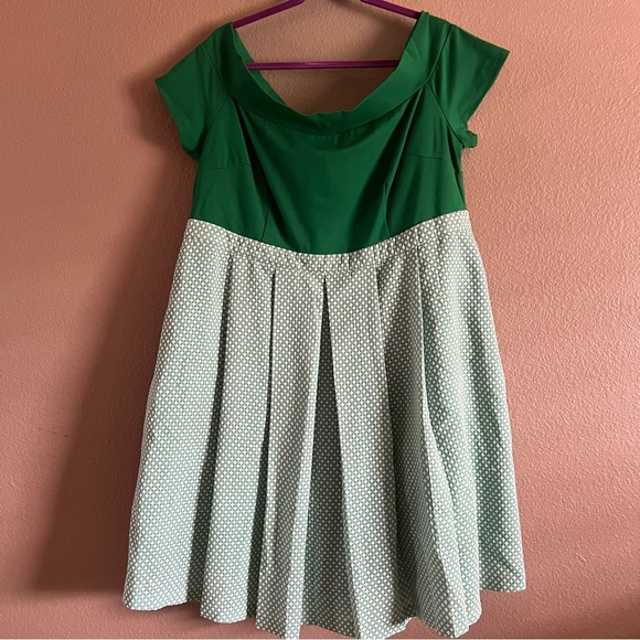 Modcloth Dresses & Skirts - ModCloth Double The Lovely Off Shoulder Retro Pinup Green Dress Size 3X